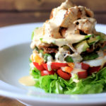 Paleo Cobb Salad with a Buffalo Ranch Dressing. The salad is low carb, low calorie, gluten-free and dairy-free. LCHF.
