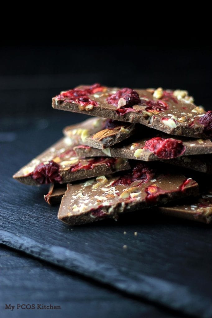 My PCOS Kitchen - Paleo Keto Raspberry Chocolate Fat Bombs - Delicious dairy-free, gluten-free and sugar-free chocolate bars!