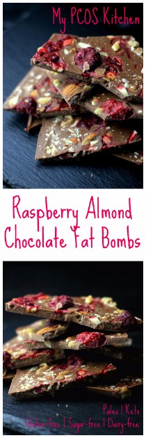My PCOS Kitchen - Paleo Keto Raspberry Chocolate Fat Bombs - Delicious dairy-free, gluten-free and sugar-free chocolate bars!