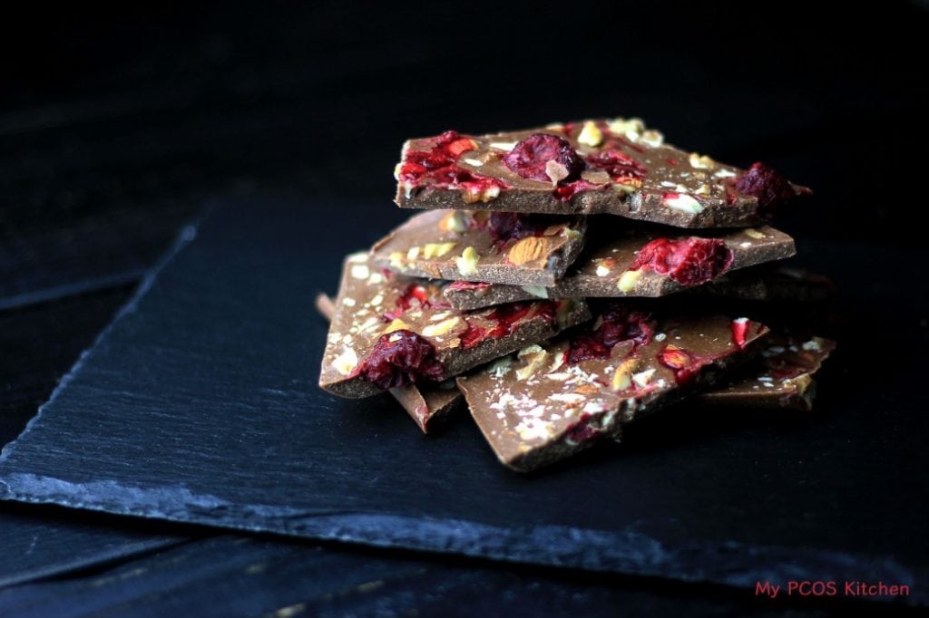 My PCOS Kitchen - Paleo Keto Raspberry Chocolate Fat Bombs - Delicious dairy-free, gluten-free and sugar-free chocolate bars!