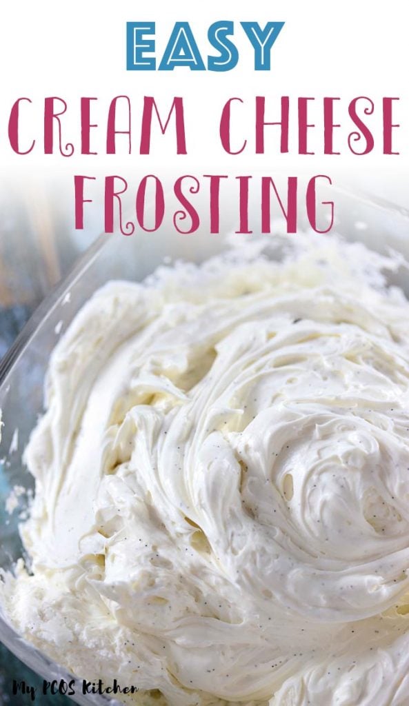 This low carb cream cheese frosting recipe is entirely sugar free as it's made with erythritol powdered sugar and stevia. Super easy to make, it's ready in less than 5 minutes. Use it for carrot cakes, for cinnamon rolls, for cupcakes or for cookies. You won't believe how healthy this homemade cream cheese frosting is!