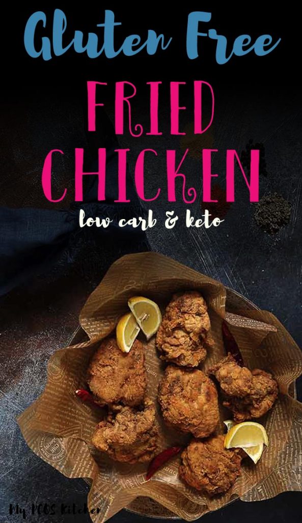 This healthy gluten free fried chicken recipe does not use any corn starch or flours. Made with an easy batter, these chicken tenders will be so juicy and crispy! You won't ever want to go to KFC again once you make this low carb fried chicken recipe. #ketofriedchicken #friedchicken #mypcoskitchen