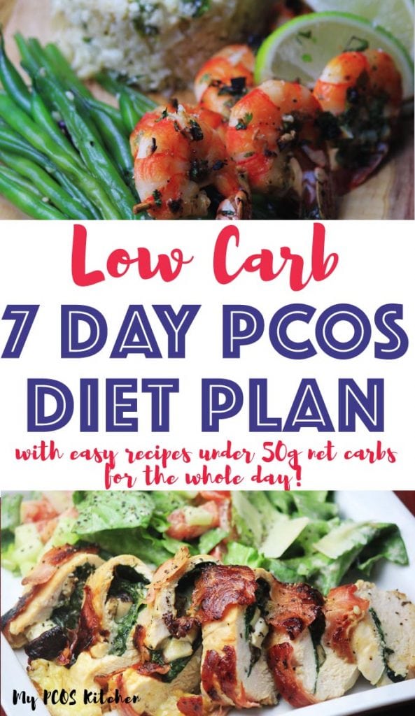 This delicious low carb 7 day PCOS diet plan comes with easy recipes all under 50g net carbs for the whole day. It's the perfect low carb meal plan for weight loss and it's super easy to follow. You'll find low carb recipes for breakfast, lunch and dinner that are moderate to high in protein and high in fat.