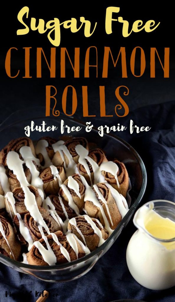 You won't believe these cinnamon rolls are sugar free and gluten free! They come out so soft and crumbly, they're the best keto cinnamon rolls you'll ever make. Made with a combination of almond flour and psyllium, they require no mozzarella and can easily be made dairy free. #cinnamonrolls #ketodessert