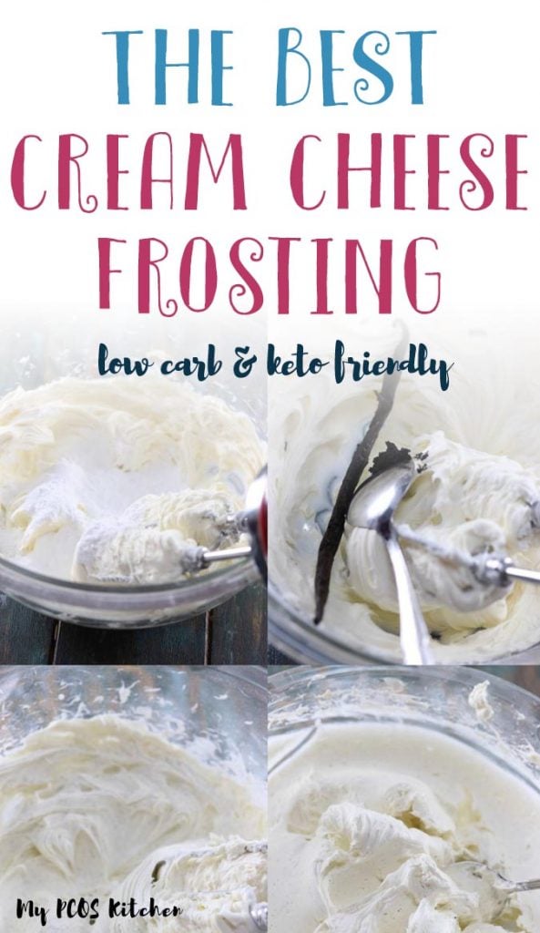 You won't believe how easy it is to make this sugar free cream cheese frosting. Made entirely sugar free, it's the best frosting for carrot cake, for cupcakes and fore cinnamon rolls. Made without butter and without sugar, you'll love making this healthy and easy frosting!