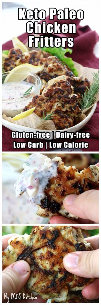 My PCOS Kitchen - Keto Paleo Chicken Fritters - Delicious dairy-free and gluten-free rosemary chicken fritters.