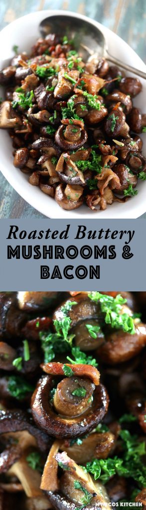 My PCOS Kitchen - Roasted Buttery Mushrooms & Bacon - This appetizer is perfect for any holiday like Thanksgiving or Christmas! Low Carb, Keto, Gluten-free!