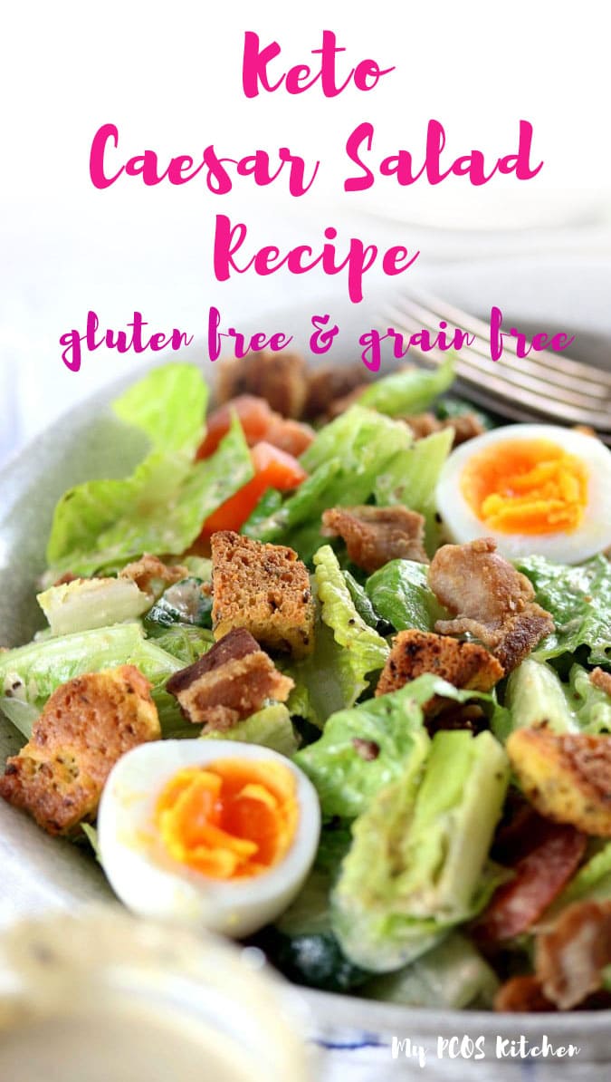 Low Carb Caesar Salad with Chicken & Gluten Free Croutons Keto