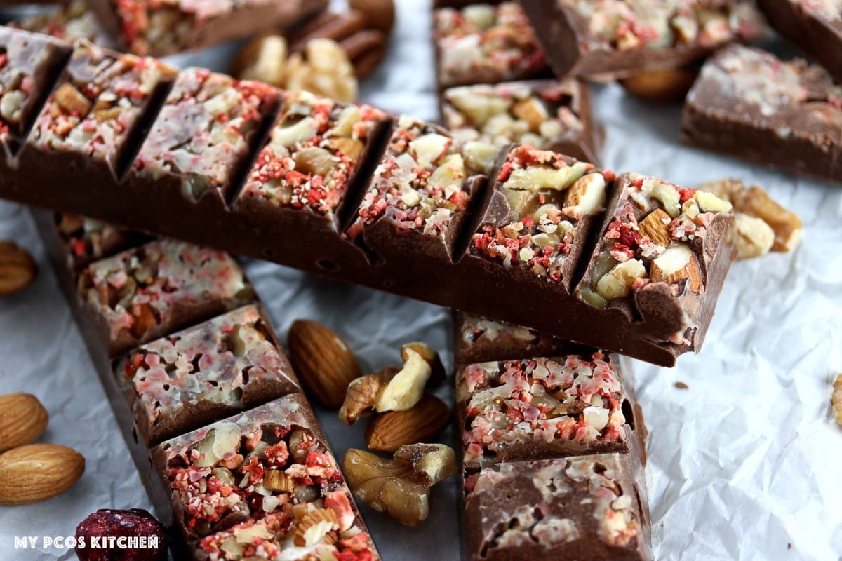 Keto Low Carb Chocolate with Nuts Sugar Free Chocolate Bars