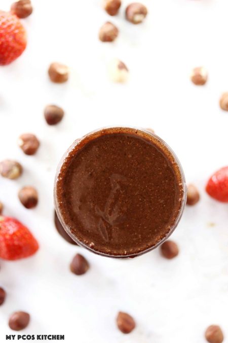 Sugar Free Nutella - My PCOS Kitchen - An overhead shot of sugar free chocolate hazelnut spread.