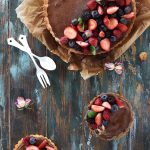 Low Carb No Bake Chocolate Tart with Raspberries - My PCOS Kitchen - An overhead photograph of a chocolate tart.