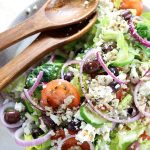 Authentic Greek Salad - My PCOS Kitchen - A healthy Greek salad dressing topped over this easy Greek salad recipe.