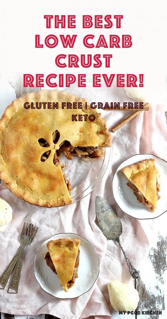You won't believe how easy this low carb pie crust is to make! Just mix, knead and roll out and you'll have yourself a delicious low carb dinner or dessert ready in no time! #ketogenicrecipes #piecrust #glutenfreepie #lowcarbpie #ketopie #mypcoskitchen