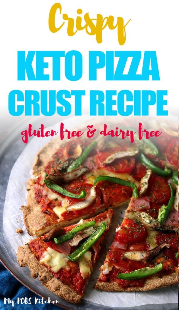 Thick or Crispy thin, this gluten free pizza crust will satisfy all of your pizza cravings. This easy pizza dough recipe requires no yeast and is low carb and keto friendly. Use this healthy recipe to make the perfect low carb pizza! #lowcarbpizza #glutenfreepizza #ketopizza #mypcoskitchen