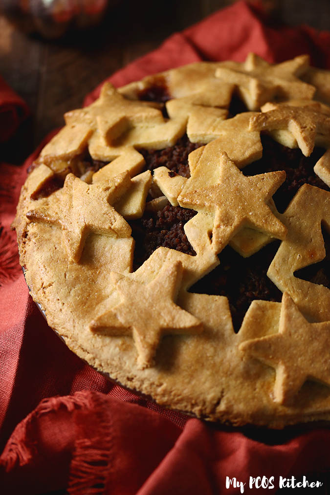 A low carb pie crust design made with a cream cheese pie crust recipe with star designs.