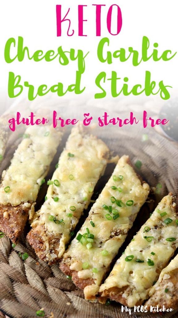 This amazing healthy and easy recipe for cheesy garlic bread is so crispy, fluffy, garlicky and cheesy. Serve this homemade garlic bread with your favorite low carb dipping sauces for the best keto appetizer.