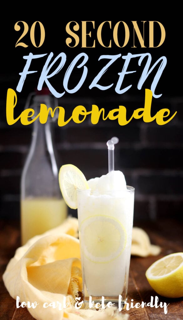 A frozen lemonade recipe that's sugar free, keto and made with just 3 ingredients. It takes less than 20 seconds to make! All you need is a blender, lemonade syrup, water and ice - it couldn't be easier! This will become your go-to summer drink for all occasions. Enjoy this refreshing treat guilt-free. :-)