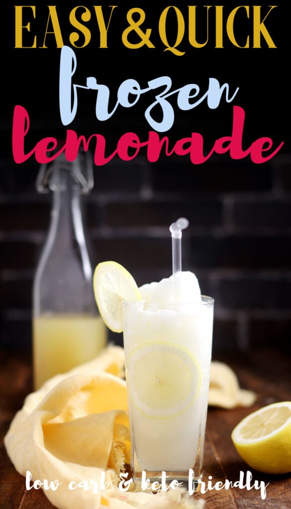 Enjoy the refreshing taste of this frozen lemonade recipe. It's great for summer days and picnics! The best part? You can make it even more fresh by using fresh squeezed lemons! This amazing and easy recipe is made with real lemons, ice and keto approved sweeteners.