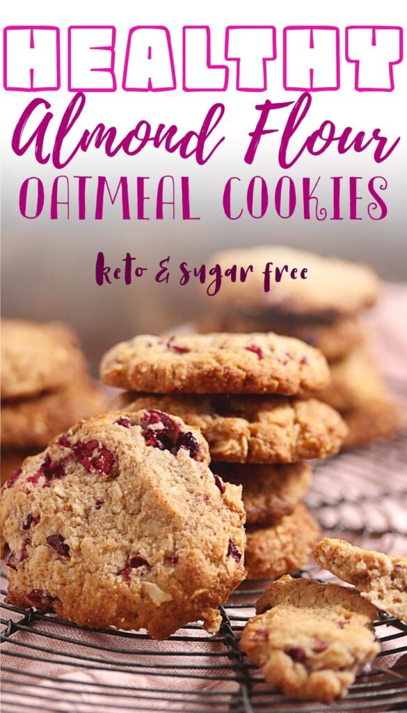 These keto oatmeal cookies are just the thing for those who love a sugar-free, gluten-free dessert! The recipe uses almond flour and cranberries which not only make them taste delicious but they give these low carb snacks some added health benefits too. Get ready to drool over this simple cookie dough that's loaded with flavor! Made without oats but with almond slices and coconut flakes to keep it low carb, it's one of the best low carb cookie you'll ever make!