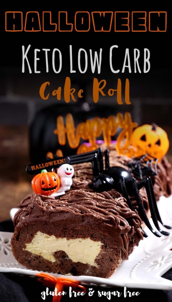 Have you been looking for a healthy dessert to make this Halloween? This pumpkin chocolate swiss roll will be your new favorite. It's sugar-free, high in fat, low in carbs and no sugars of any kind. It's the perfect keto swill roll you'll make for the holidays.